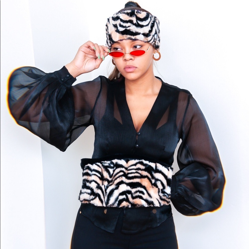Tiger Print Faux Fur Headband and Muff Set​